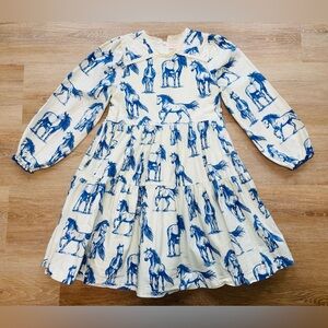 Pink Chicken Girls Charlie Blue Horses Dress